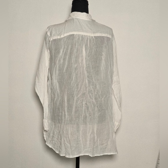 Free People Women's Waverley Tunic Blouse Size XS White Gauze Button Front Boho - Picture 4 of 11